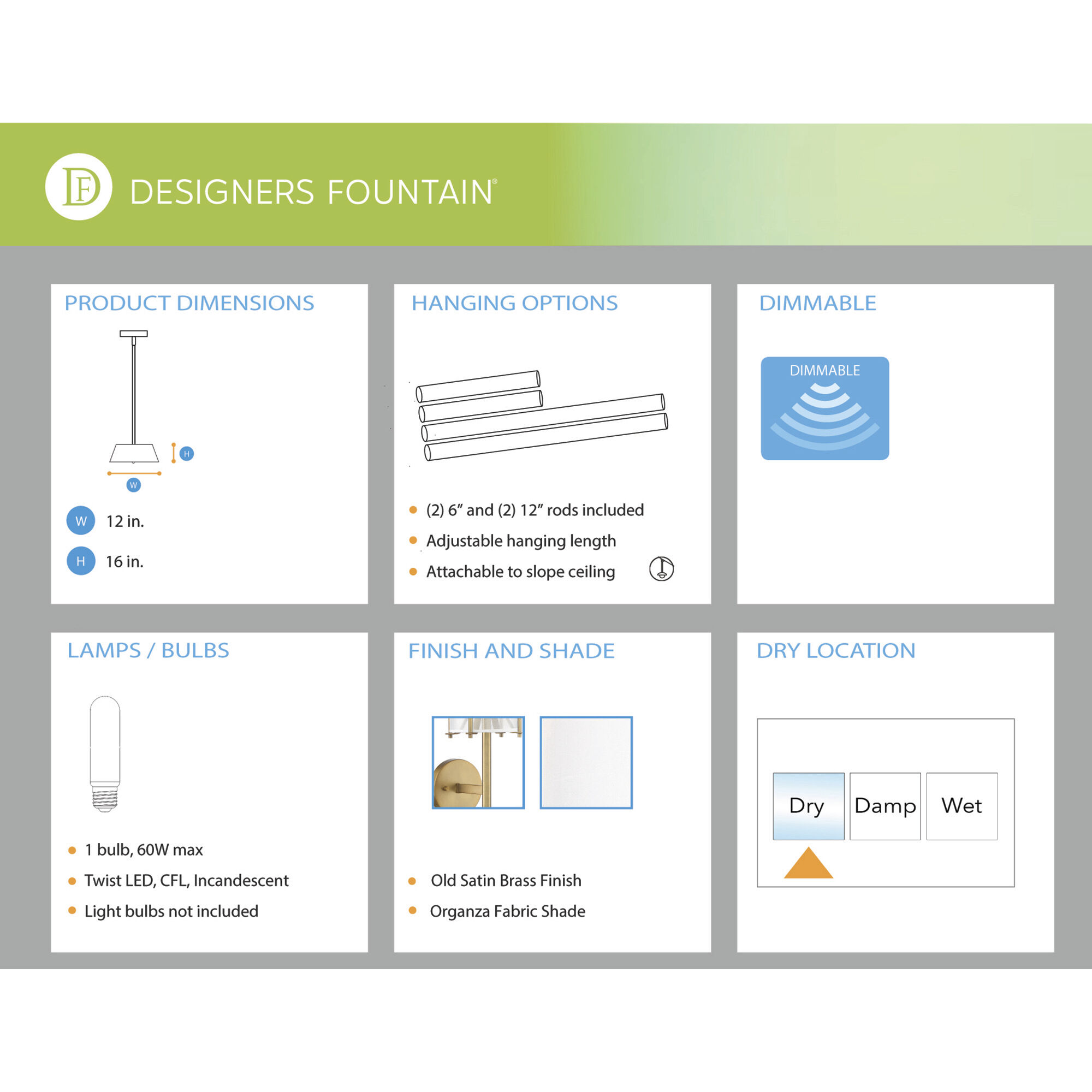 Daybreak 1 Light 12 inch Old Satin Brass Pendant Ceiling Light